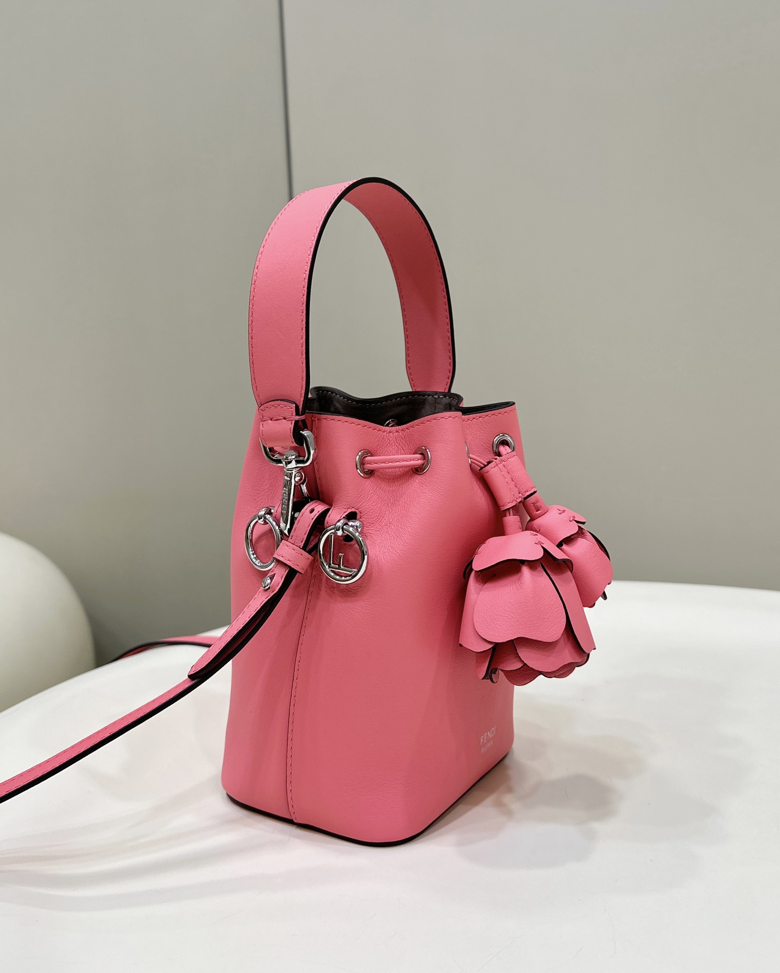 Fendi Mini Mon Tresor Leather Shoulder Bag Pink